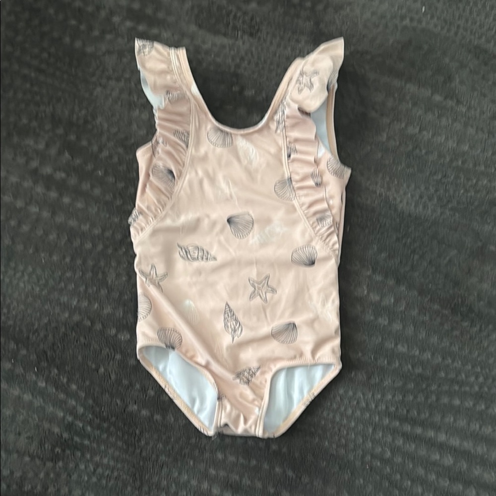 Pink Ruffle Swimsuit with Seashell Print - Picture 1 of 2